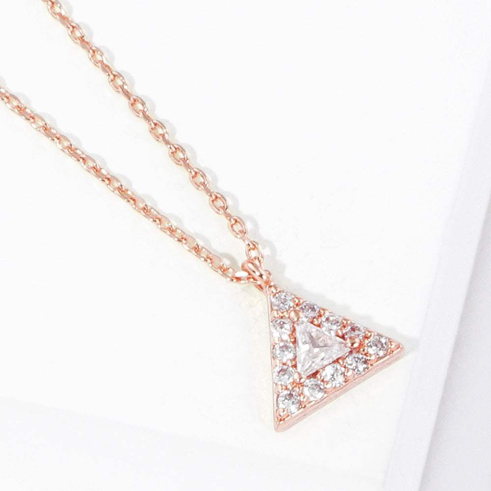 Gold Dipped CZ Triangle Pendant Necklace - Madeline Love - Flyclothing LLC