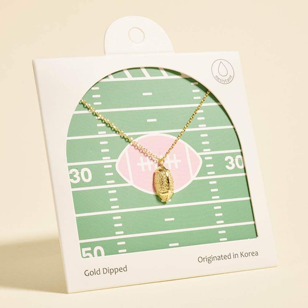 Gold Dipped Football Pendant Necklace - Madeline Love - Flyclothing LLC