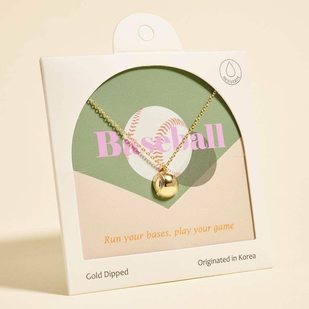 Gold Dipped Baseball Pendant Necklace - Madeline Love - Flyclothing LLC