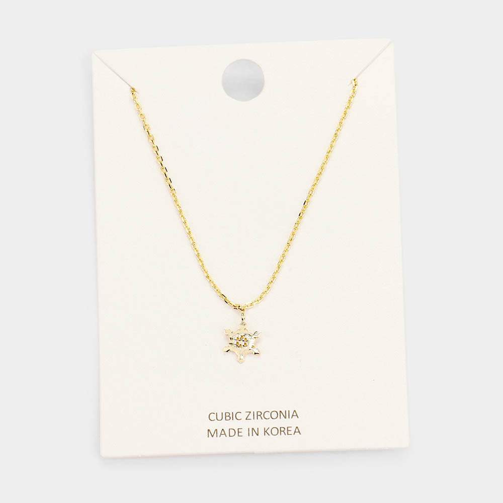 CZ Cubic Zirconia Turtle Pendant Necklace - Madeline Love - Flyclothing LLC