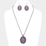 Rhinestone Paved Cameo Pointed Pendant Necklace - Madeline Love - Flyclothing LLC
