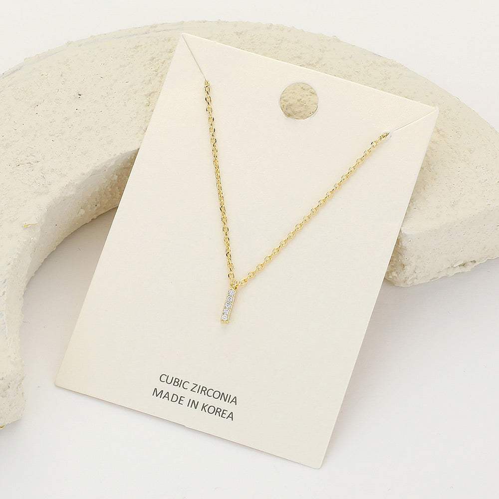 -I- CZ Stone Paved Initial Monogram Pendant Necklace - Madeline Love - Flyclothing LLC