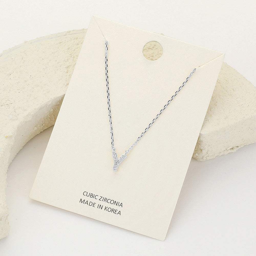 -Y- CZ Stone Paved Initial Monogram Pendant Necklace - Madeline Love - Flyclothing LLC