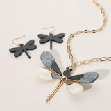 Glittered Resin Dragonfly Pendant Necklace - Madeline Love - Flyclothing LLC