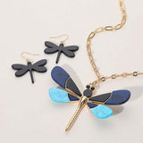 Glittered Resin Dragonfly Pendant Necklace - Madeline Love - Flyclothing LLC