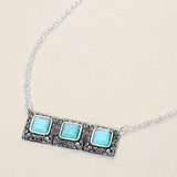 Triple Antique Metal Scrollwork Frame Square Tile Pendant Necklace - Madeline Love - Flyclothing LLC