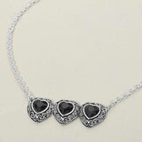 Triple Antique Metal Scrollwork Frame Heart Tile Pendant Necklace - Madeline Love - Flyclothing LLC