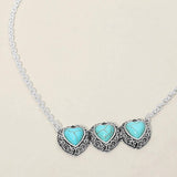 Triple Antique Metal Scrollwork Frame Heart Tile Pendant Necklace - Madeline Love - Flyclothing LLC