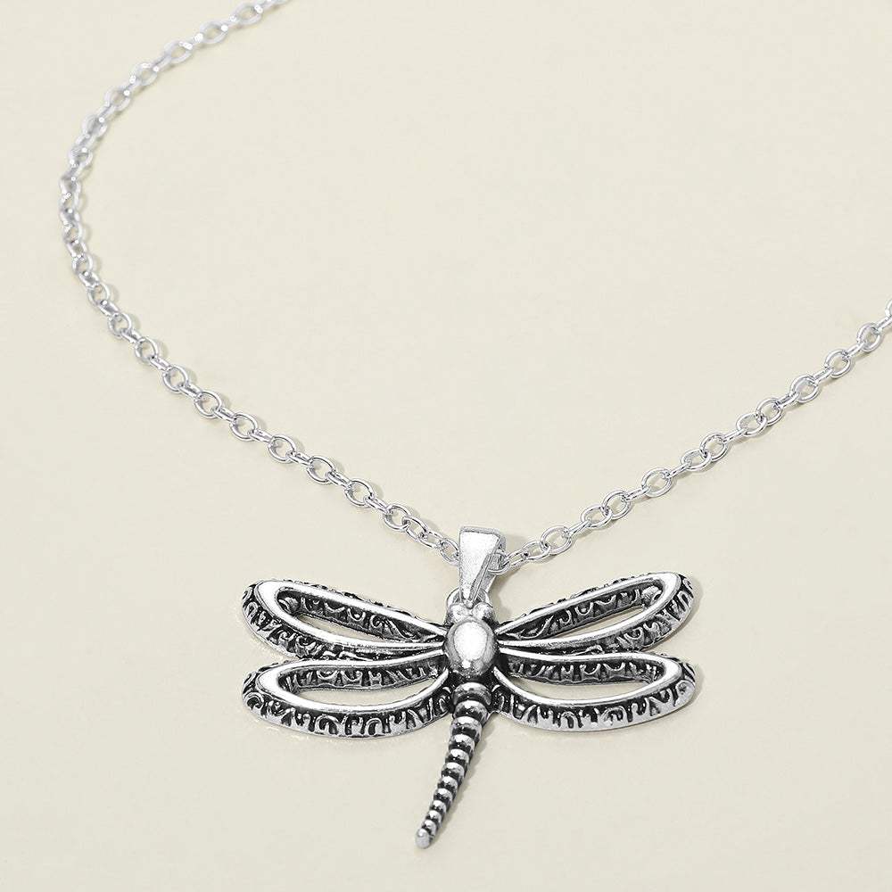 Antique Metal Open Dragonfly Pendant Necklace - Madeline Love - Flyclothing LLC