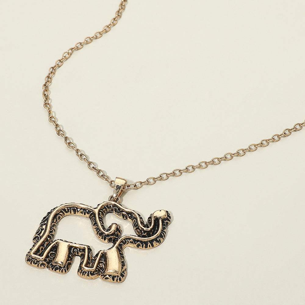 Antique Metal Open Elephant Pendant Necklace - Madeline Love - Flyclothing LLC