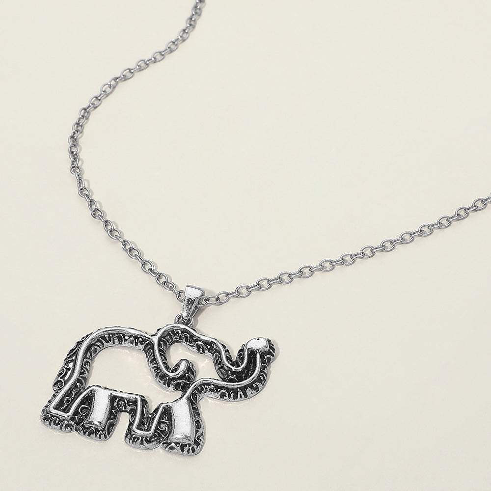 Antique Metal Open Elephant Pendant Necklace - Madeline Love - Flyclothing LLC