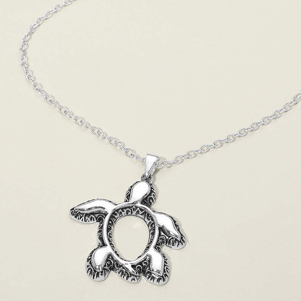 Antique Metal Open Sea Turtle Pendant Necklace - Madeline Love - Flyclothing LLC