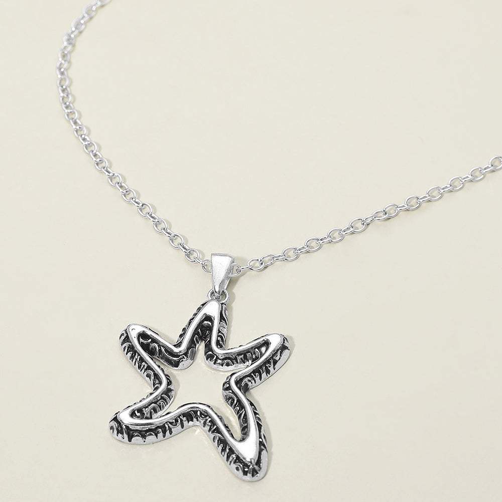 Antique Metal Open Starfish Pendant Necklace - Madeline Love - Flyclothing LLC