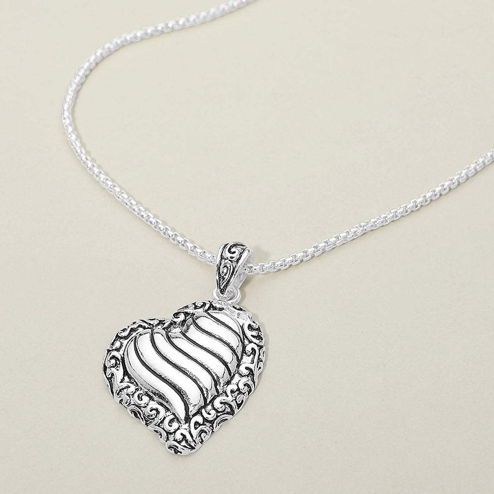 Antique Metal Heart Pendant Necklace - Madeline Love - Flyclothing LLC