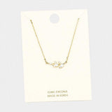 Cubic Zirconia Leaf Pendant Necklace - Madeline Love - Flyclothing LLC