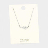 Cubic Zirconia Leaf Pendant Necklace - Madeline Love - Flyclothing LLC