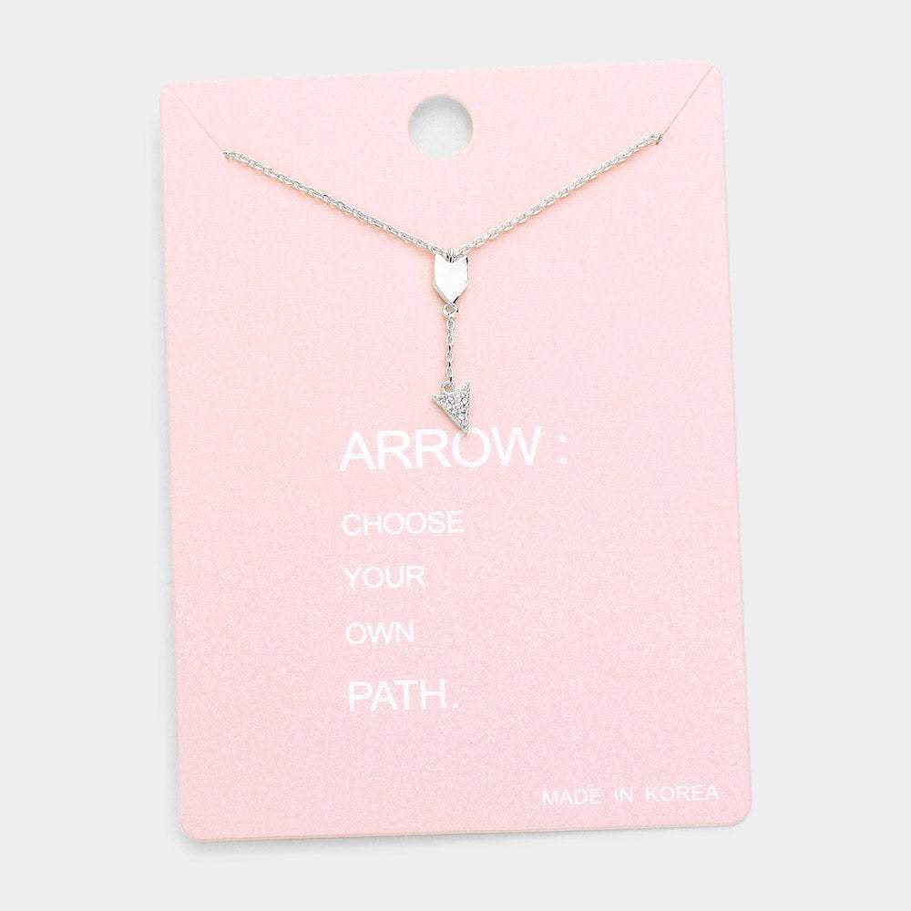 Rhinestone Arrow Pendant Necklace - Madeline Love - Flyclothing LLC