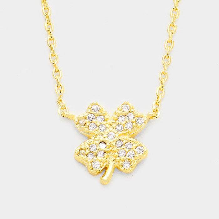 Cubic Zirconia Clover Pendant Necklace - Madeline Love - Flyclothing LLC