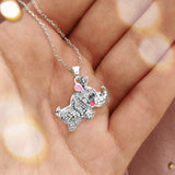 Rhinestone Embellished Rhinoceros Pendant Necklace - Madeline Love - Flyclothing LLC