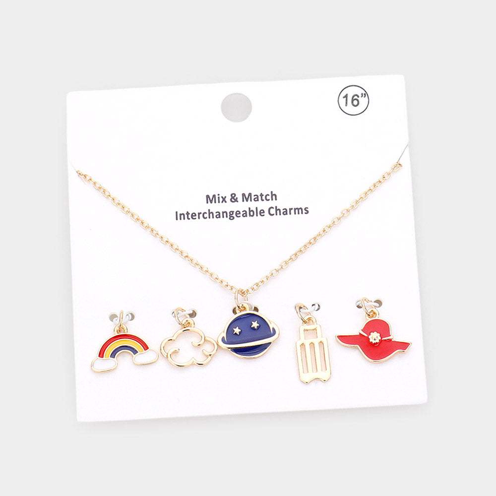 Rainbow Cloud Space Hat Interchangeable Pendant Necklace - Madeline Love - Flyclothing LLC