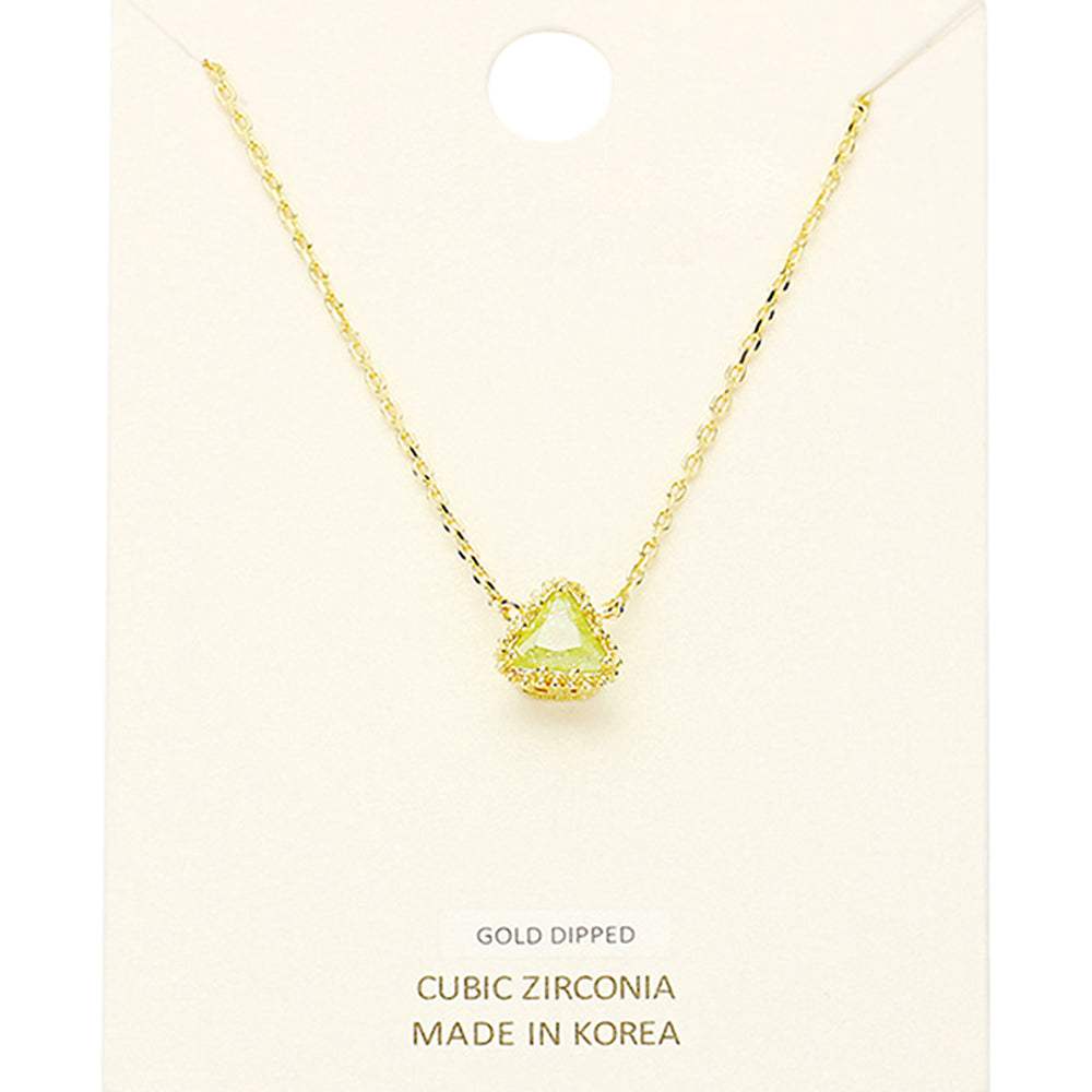 Gold Dipped Cubic Zirconia Triangle Pendant Necklace - Madeline Love - Flyclothing LLC