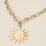 Brushed Metal Sunburst Pendant Chunky Chain Necklace - Madeline Love - Flyclothing LLC