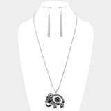 Stone Embellished Elephant Pendant Necklace - Madeline Love - Flyclothing LLC