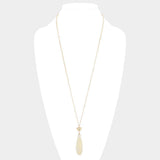 Metal Heart Teardrop Natural Stone Link Pendant Long Necklace - Madeline Love - Flyclothing LLC
