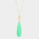 Metal Heart Teardrop Natural Stone Link Pendant Long Necklace - Madeline Love - Flyclothing LLC