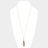 Metal Heart Teardrop Natural Stone Link Pendant Long Necklace - Madeline Love - Flyclothing LLC
