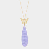 Butterfly Natural Stone Teardrop Link Pendant Long Necklace - Madeline Love - Flyclothing LLC