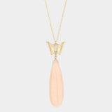 Butterfly Natural Stone Teardrop Link Pendant Long Necklace - Madeline Love - Flyclothing LLC