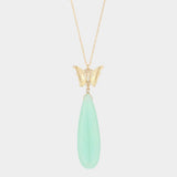 Butterfly Natural Stone Teardrop Link Pendant Long Necklace - Madeline Love - Flyclothing LLC