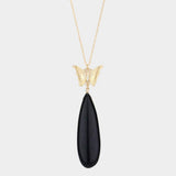 Butterfly Natural Stone Teardrop Link Pendant Long Necklace - Madeline Love - Flyclothing LLC