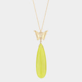Butterfly Natural Stone Teardrop Link Pendant Long Necklace - Madeline Love - Flyclothing LLC