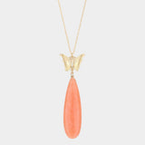 Butterfly Natural Stone Teardrop Link Pendant Long Necklace - Madeline Love - Flyclothing LLC
