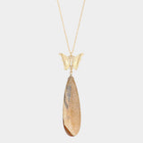 Butterfly Natural Stone Teardrop Link Pendant Long Necklace - Madeline Love - Flyclothing LLC