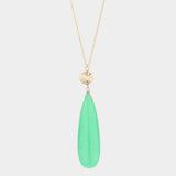 Textured Metal Round Natural Stone Teardrop Link Pendant Long Necklace - Madeline Love - Flyclothing LLC