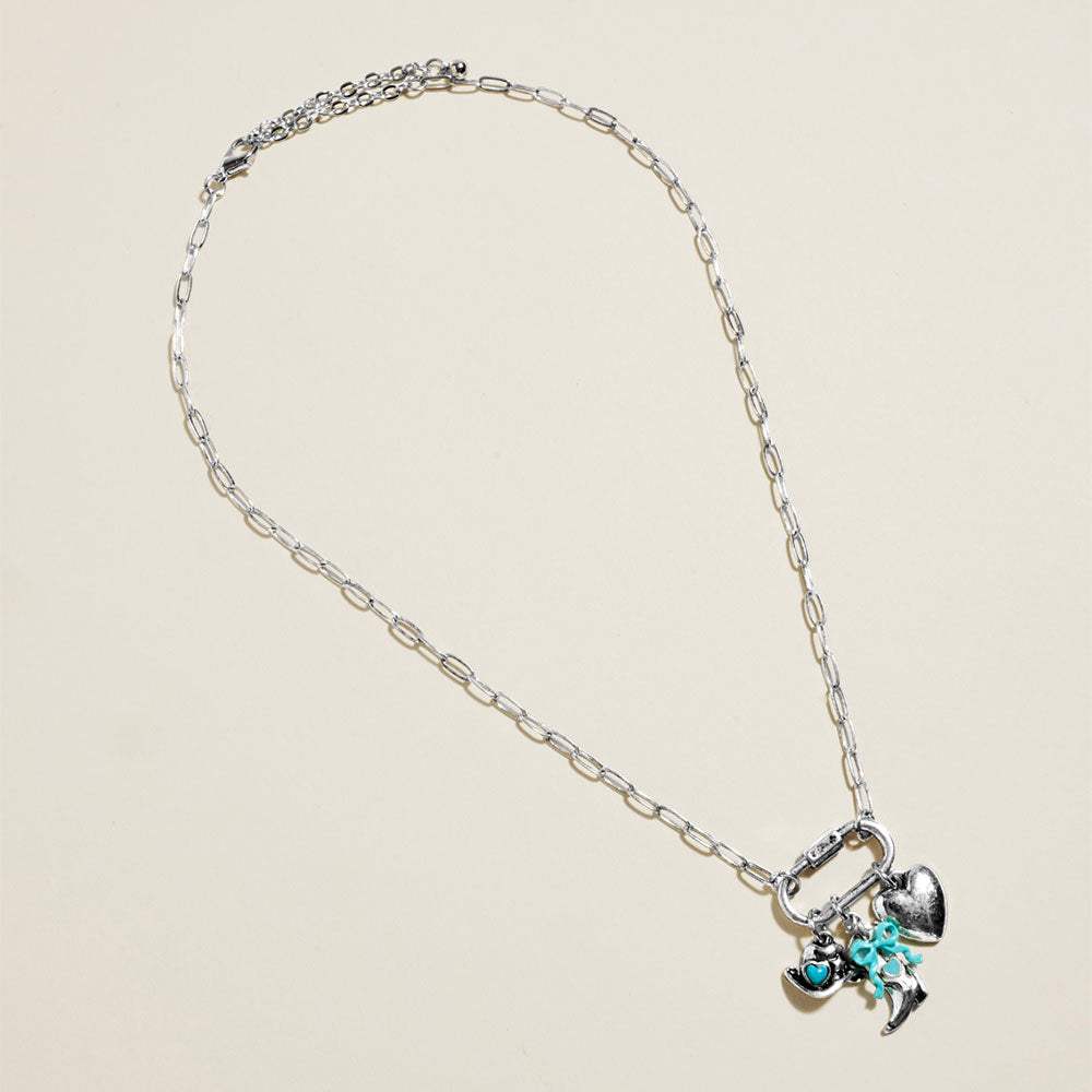 Western Cowboy Hat Boot Bow Heart Charm Pendant Necklace - Madeline Love - Flyclothing LLC