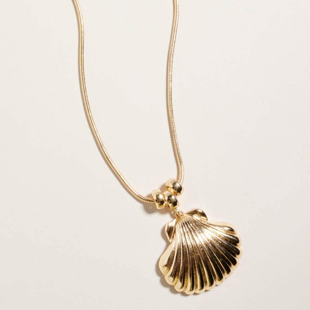 Metal Scallop Shell Pendant Necklace - Madeline Love - Flyclothing LLC