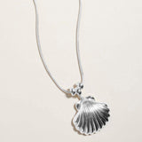 Metal Scallop Shell Pendant Necklace - Madeline Love - Flyclothing LLC