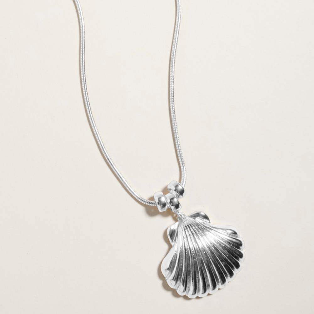 Metal Scallop Shell Pendant Necklace - Madeline Love - Flyclothing LLC