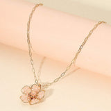 Beaded Flower Pendant Paperclip Chain Necklace - Madeline Love - Flyclothing LLC