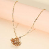 Beaded Flower Pendant Paperclip Chain Necklace - Madeline Love - Flyclothing LLC