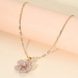 Beaded Flower Pendant Paperclip Chain Necklace - Madeline Love - Flyclothing LLC