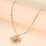 Beaded Flower Pendant Paperclip Chain Necklace - Madeline Love - Flyclothing LLC