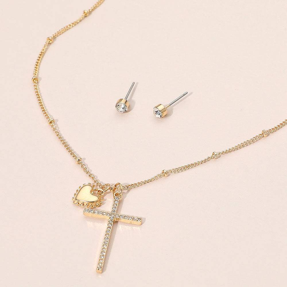 Heart Cross Pendant Necklace - Madeline Love - Flyclothing LLC