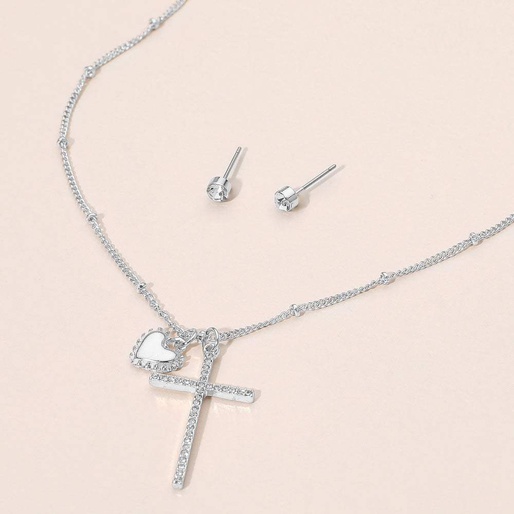 Heart Cross Pendant Necklace - Madeline Love - Flyclothing LLC