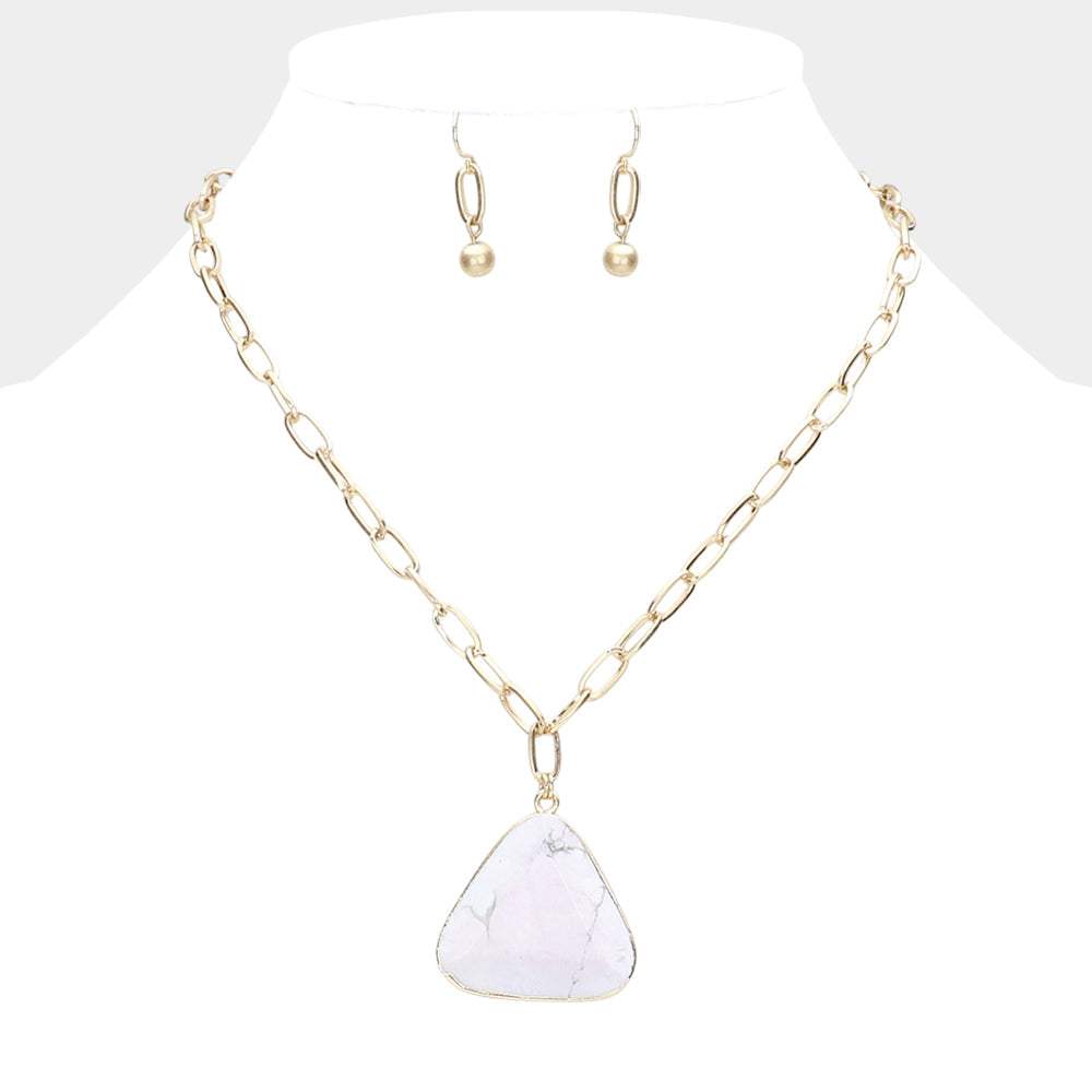Triangle Natural Stone Pendant Necklace - Madeline Love - Flyclothing LLC