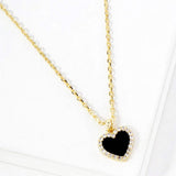Gold Dipped CZ Stone Paved Rim Heart Pendant Necklace - Madeline Love - Flyclothing LLC
